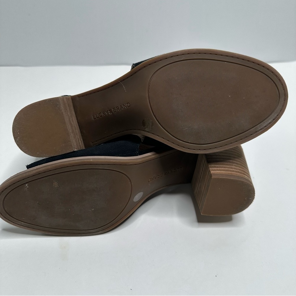Lucky Brand Keight Black Suede Open Toe Bootie Size 9.5 - Picture 7 of 10
